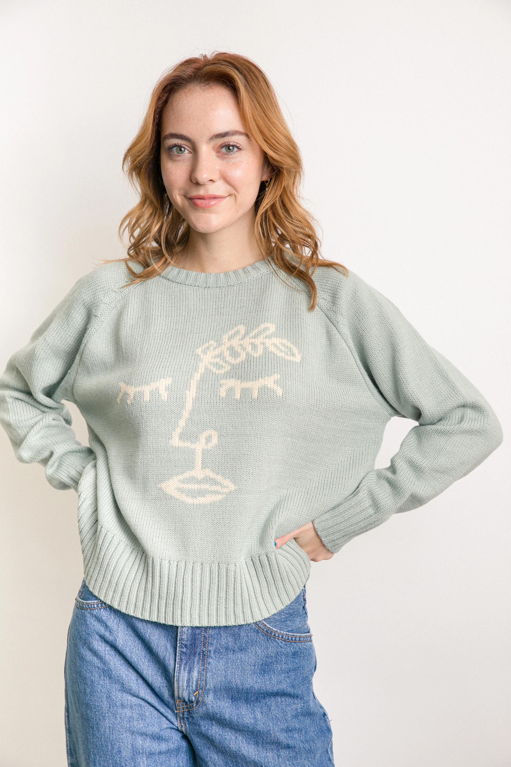 Sage Face Recycled Knit Sweater - Image 3